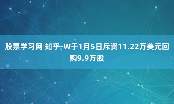 股票学习网 知乎-W于1月5日斥资11.22万美元回购9.9万股